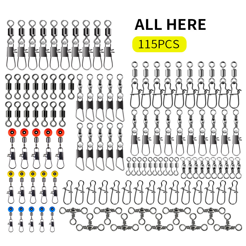 Fishing Lure Kit - 115pcs Fishing Swivel Connectors Kit with