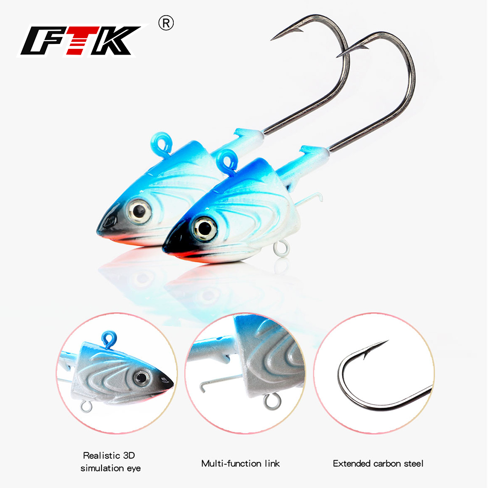 Fishing Lure Soft Plastic - FTK 2PCS Jig Head Fishing Hook