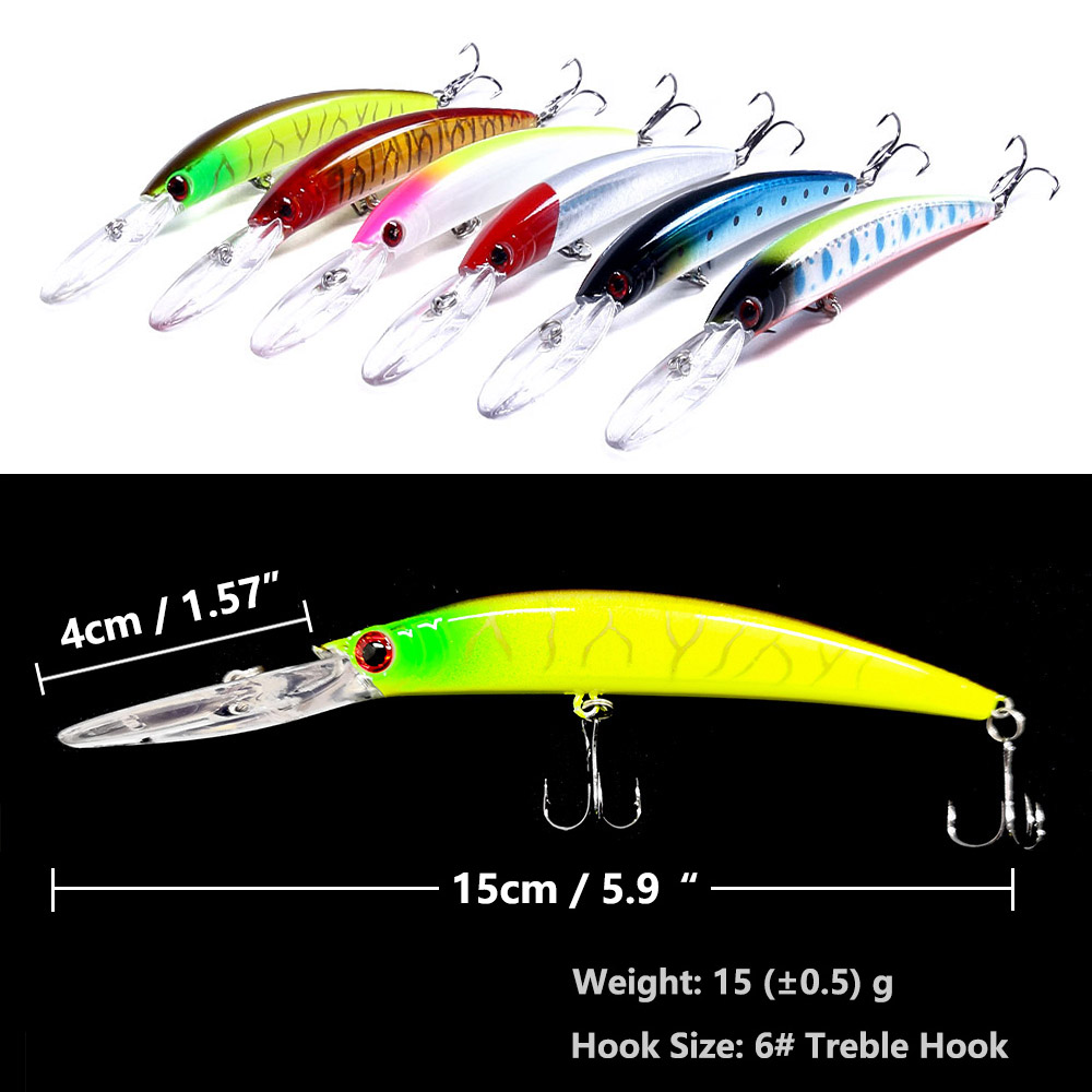1PCS 15cm 15g  Deep Diving Jer - Fishing Lure Crankbait 评论和价格