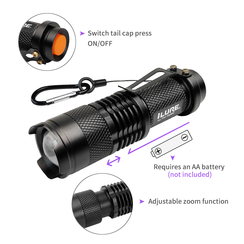 Mini UV Flashlight 395nm Ultra - Fishing Lure Kit 评论和价格